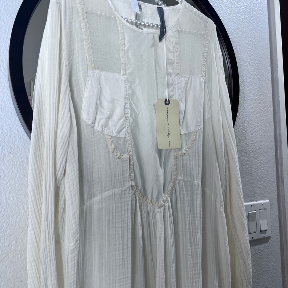 Raquel Allegra Malia Midi Cream/White Long Sleeve Dress NWT Sz Womens Large - Picture 11 of 13